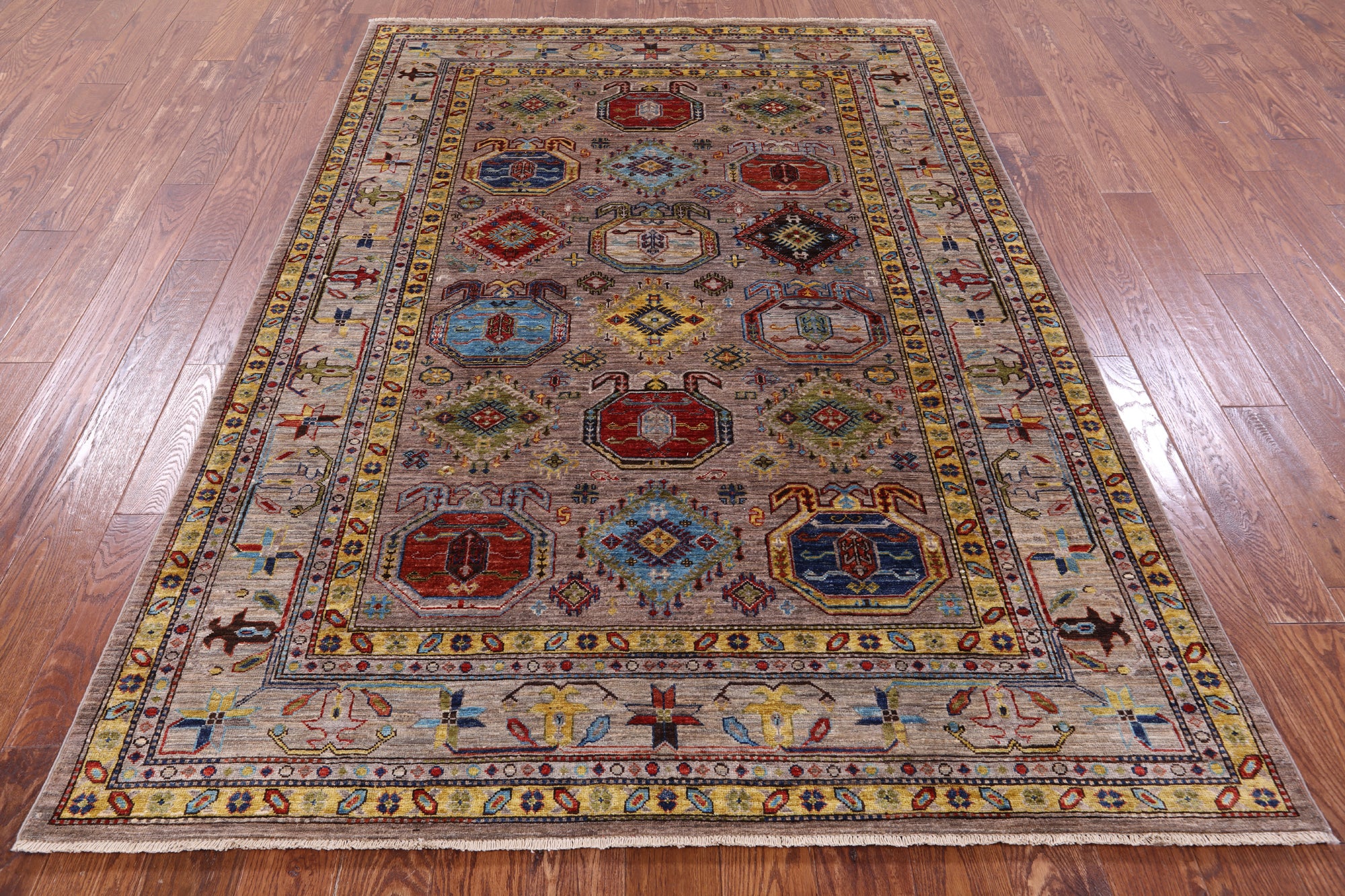 Turkmen Ersari Hand Knotted Wool Rug - 5' 9" X 8' 2" - Golden Nile