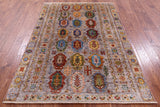 Tribal Persian Hand Knotted Wool Rug - 5' 0" X 6' 11" - Golden Nile