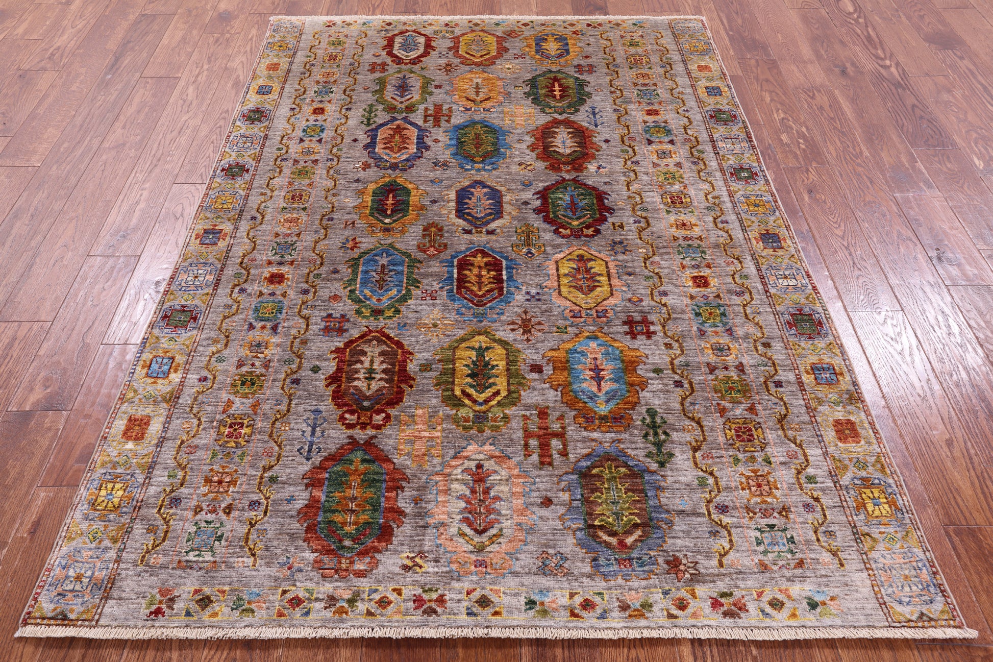 Tribal Persian Hand Knotted Wool Rug - 5' 0" X 6' 11" - Golden Nile
