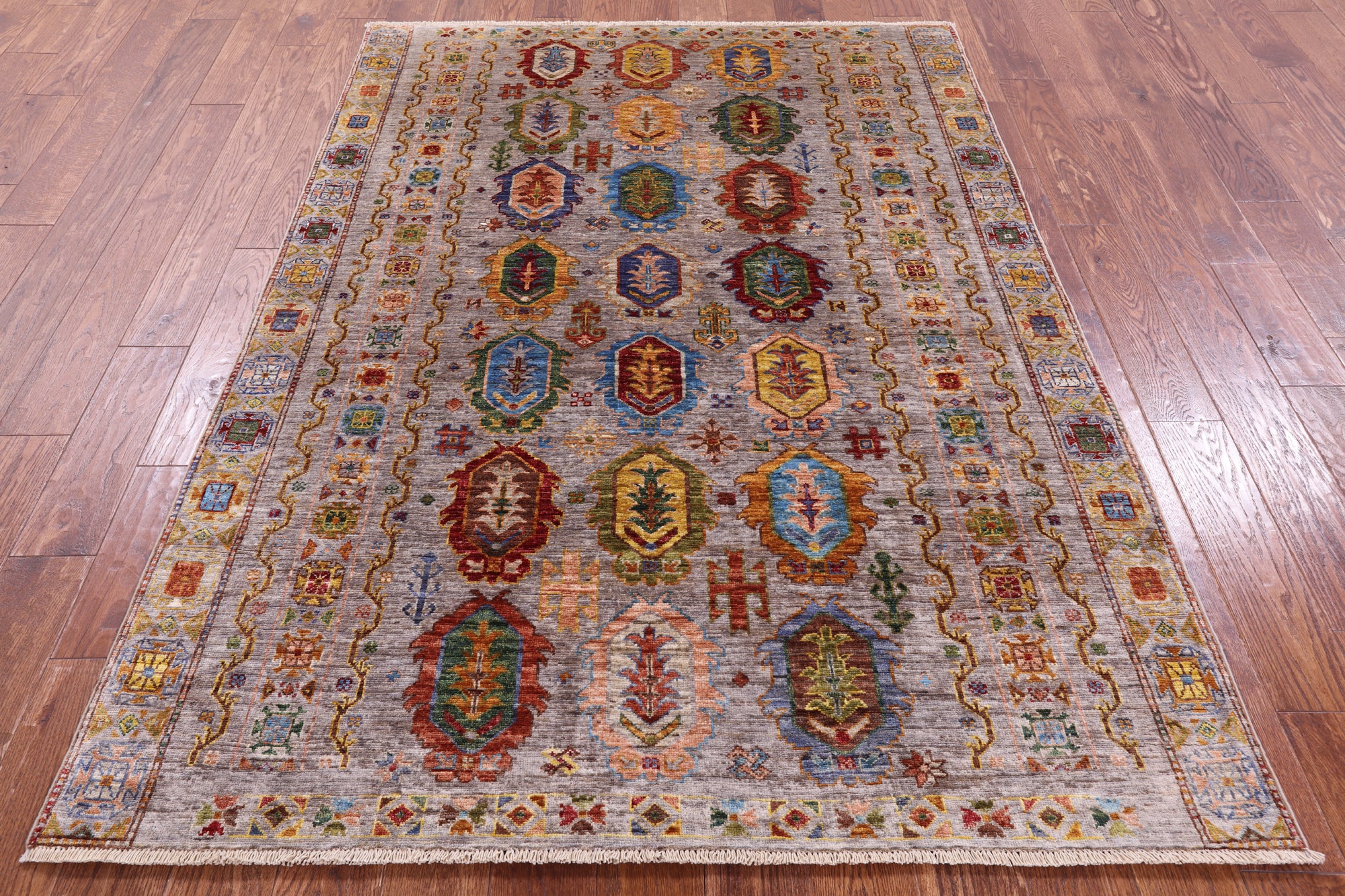 Tribal Persian Hand Knotted Wool Rug - 5' 0" X 6' 11" - Golden Nile