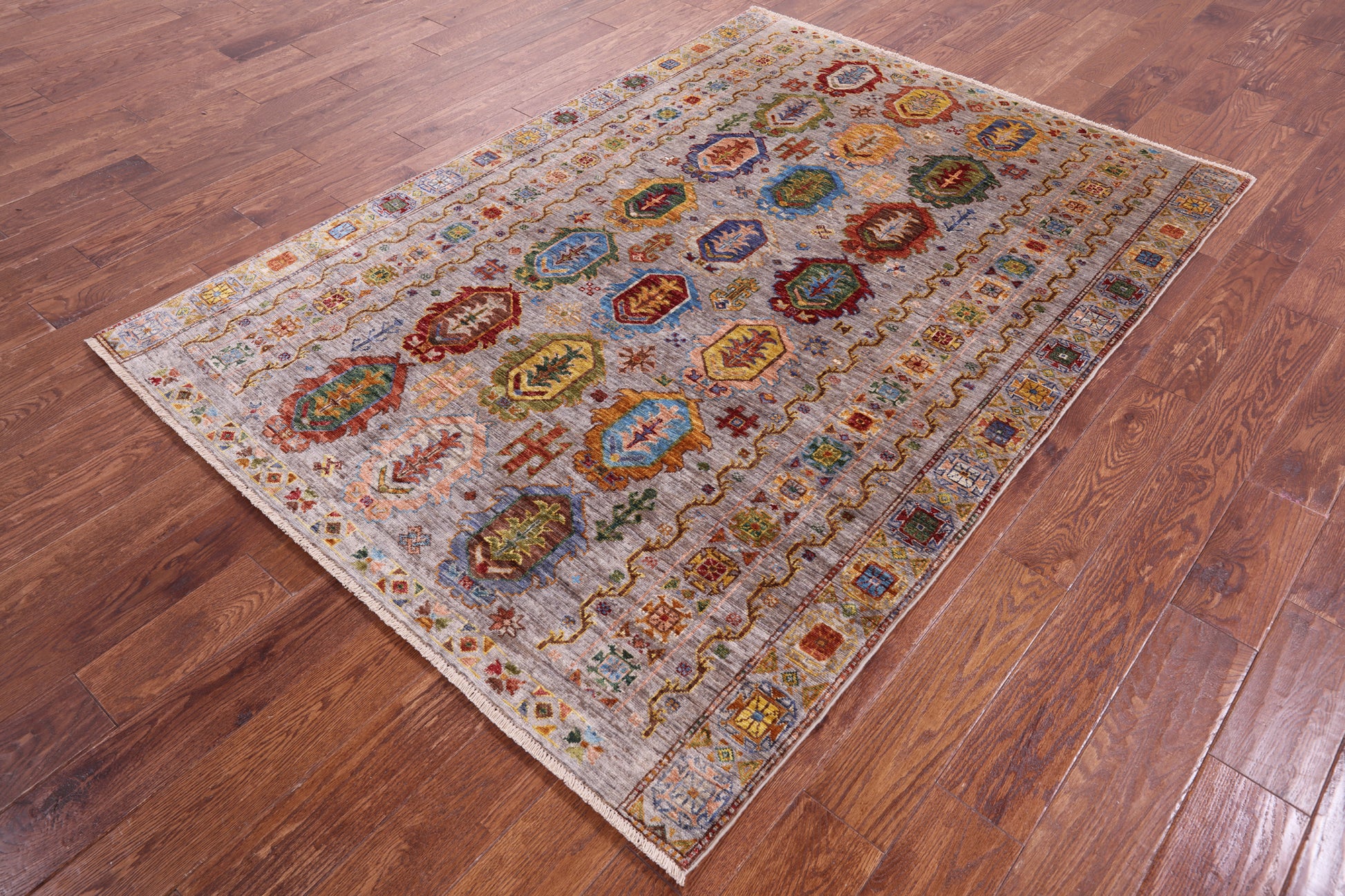 Tribal Persian Hand Knotted Wool Rug - 5' 0" X 6' 11" - Golden Nile