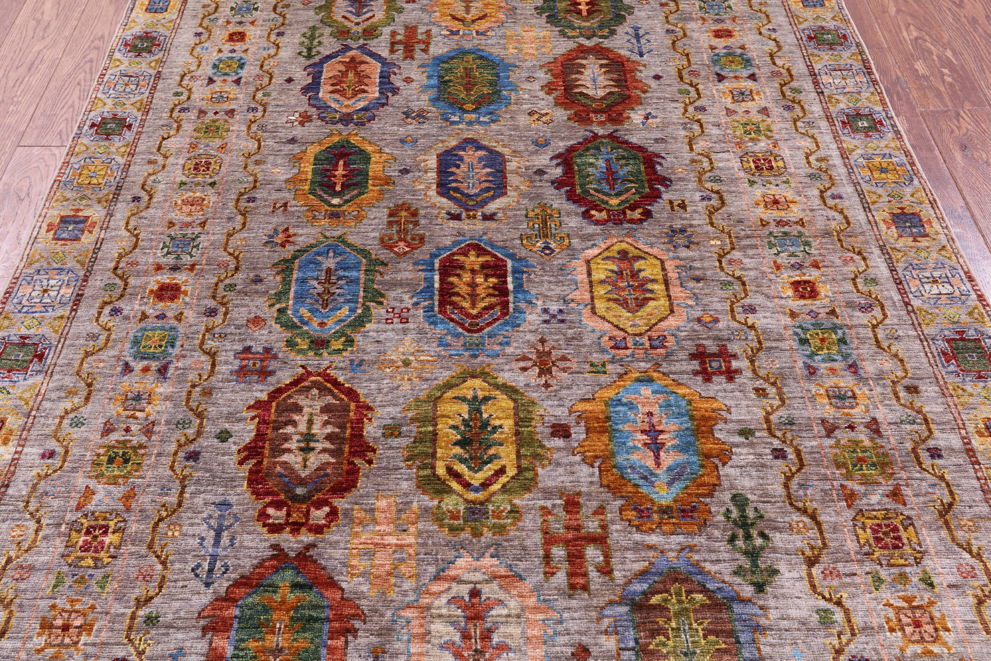 Tribal Persian Hand Knotted Wool Rug - 5' 0" X 6' 11" - Golden Nile