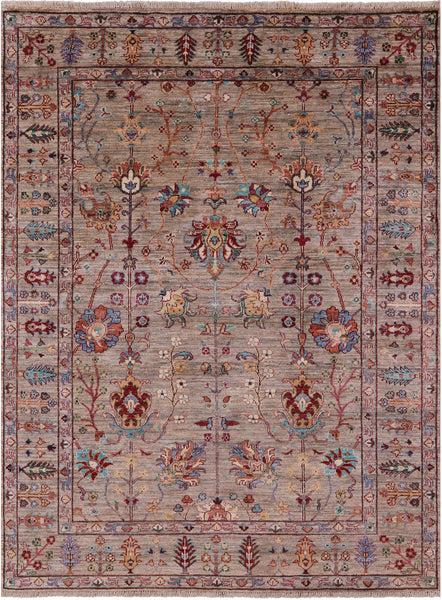 Peshawar Handmade Wool Rug - 5' 0" X 6' 9" - Golden Nile