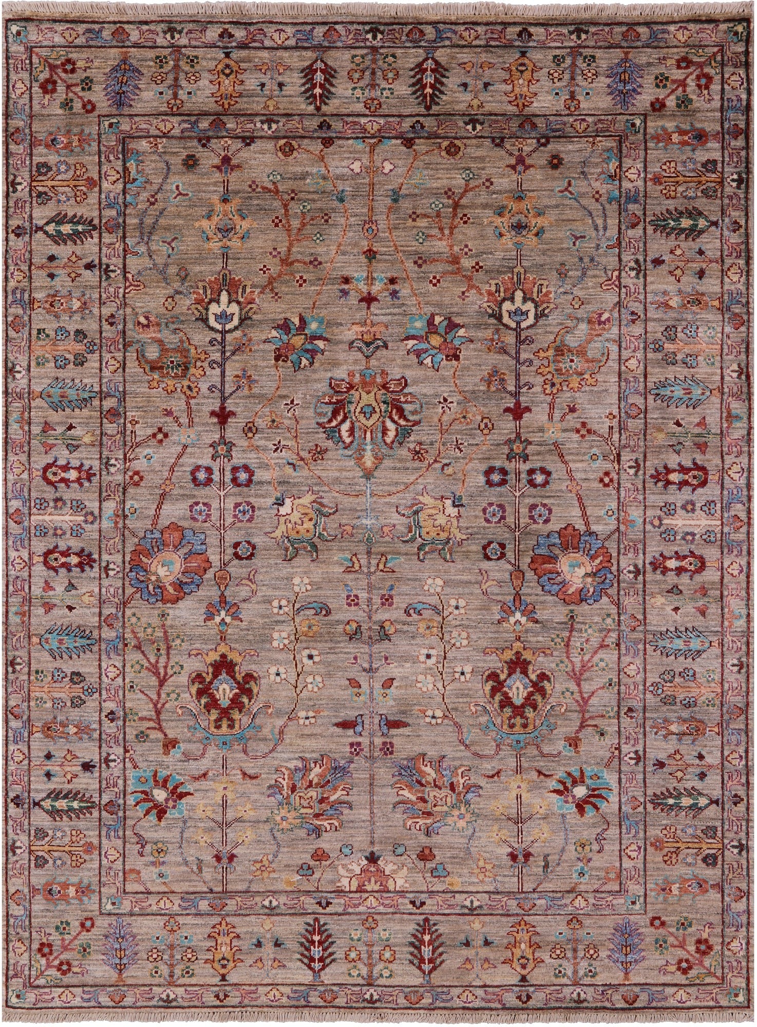 Peshawar Handmade Wool Rug - 5' 0" X 6' 9" - Golden Nile