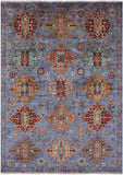 Blue Tribal Persian Hand Knotted Wool Rug - 5' 1" X 7' 0" - Golden Nile