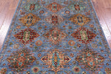 Blue Tribal Persian Hand Knotted Wool Rug - 5' 1" X 7' 0" - Golden Nile
