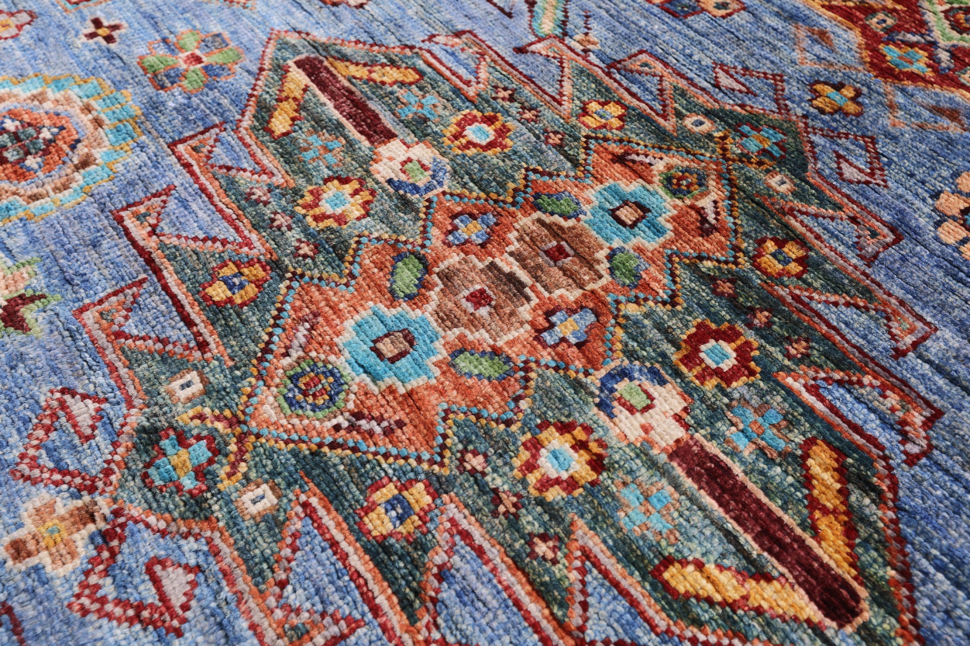 Blue Tribal Persian Hand Knotted Wool Rug - 5' 1" X 7' 0" - Golden Nile