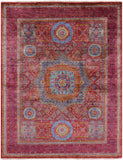 Red Mamluk Hand Knotted Wool Rug - 5' 0" X 6' 6" - Golden Nile