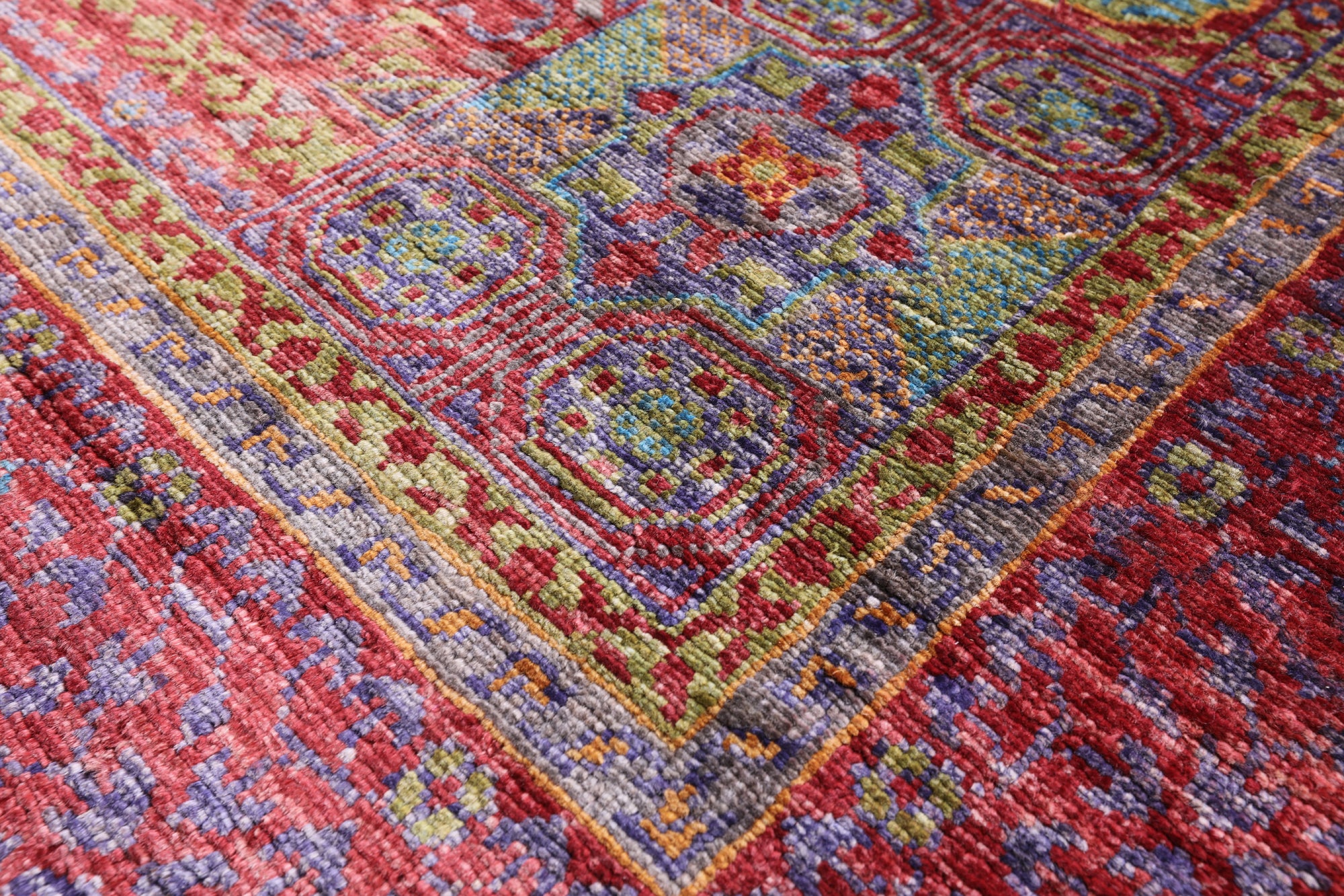 Red Mamluk Hand Knotted Wool Rug - 5' 0" X 6' 6" - Golden Nile