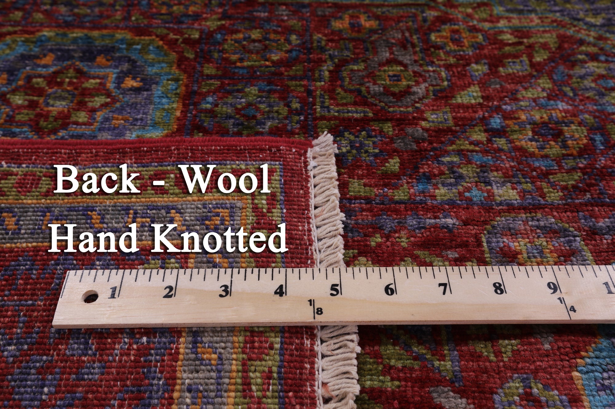 Red Mamluk Hand Knotted Wool Rug - 5' 0" X 6' 6" - Golden Nile