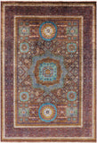Geometric Persian Mamluk Handmade Wool Rug - 5' 8" X 8' 3" - Golden Nile