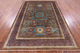 Geometric Persian Mamluk Handmade Wool Rug - 5' 8" X 8' 3" - Golden Nile