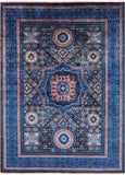 Brown Geometric Persian Mamluk Handmade Wool Rug - 5' 7" X 7' 6" - Golden Nile