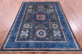 Brown Geometric Persian Mamluk Handmade Wool Rug - 5' 7" X 7' 6" - Golden Nile