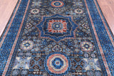 Brown Geometric Persian Mamluk Handmade Wool Rug - 5' 7" X 7' 6" - Golden Nile