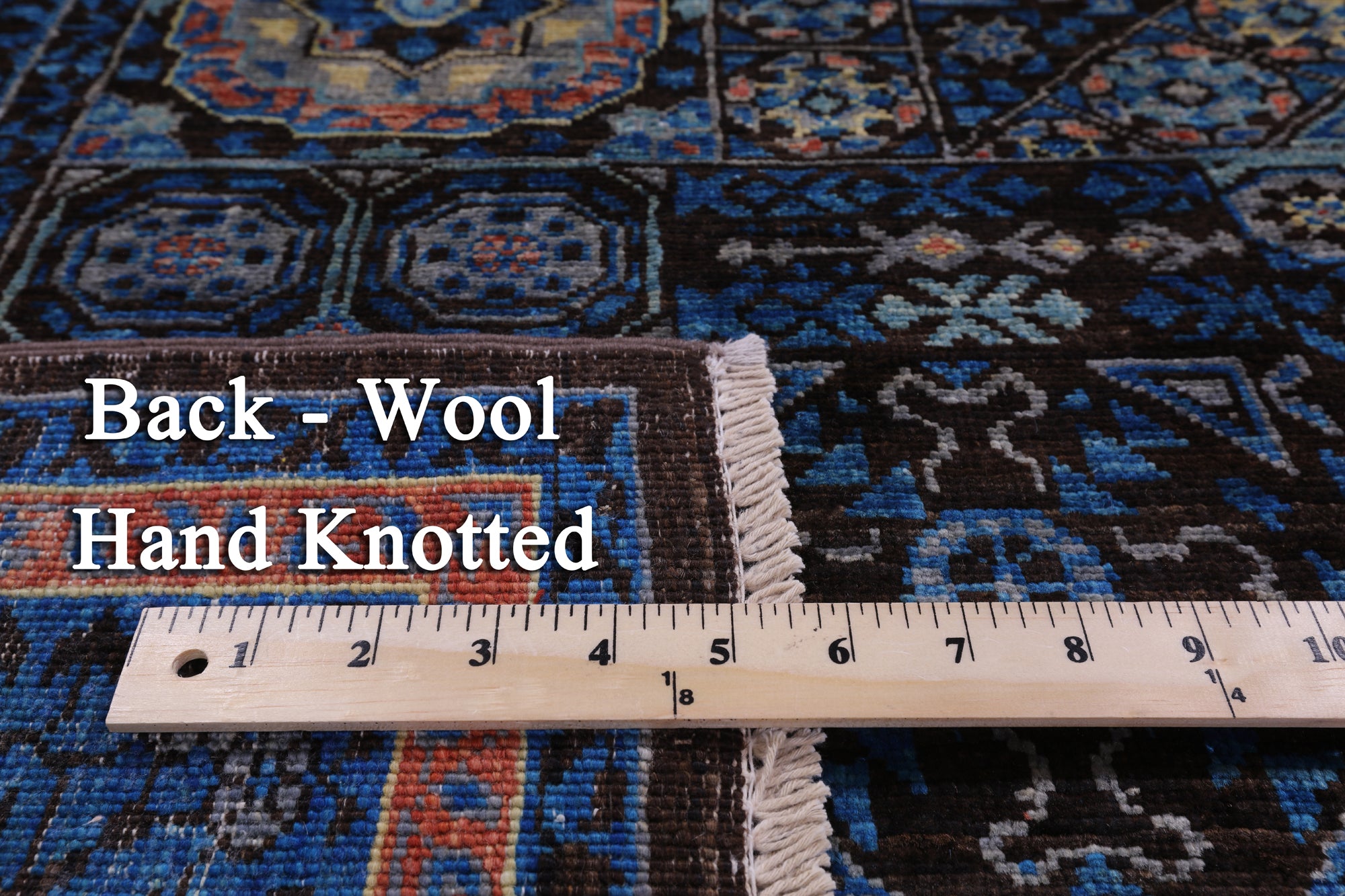 Brown Geometric Persian Mamluk Handmade Wool Rug - 5' 7" X 7' 6" - Golden Nile