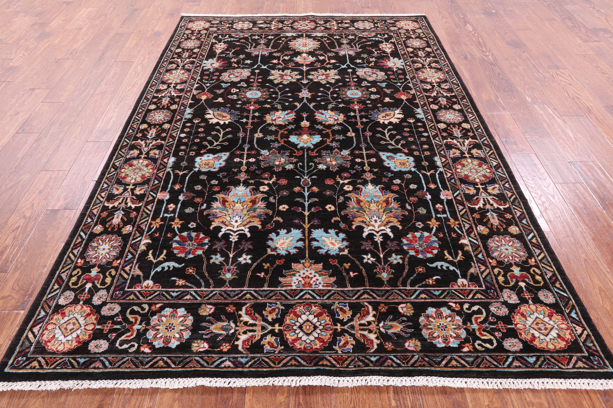 Brown Peshawar Hand Knotted Wool Rug - 6' 1" X 8' 9" - Golden Nile