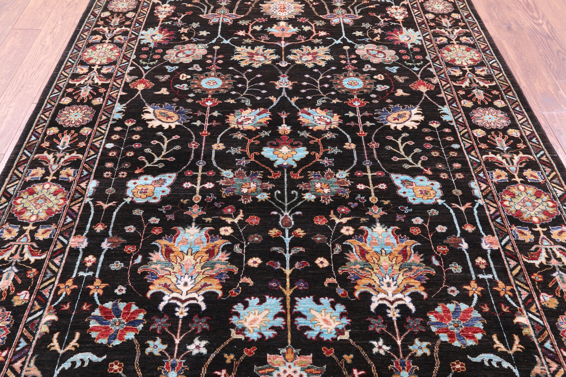 Brown Peshawar Hand Knotted Wool Rug - 6' 1" X 8' 9" - Golden Nile