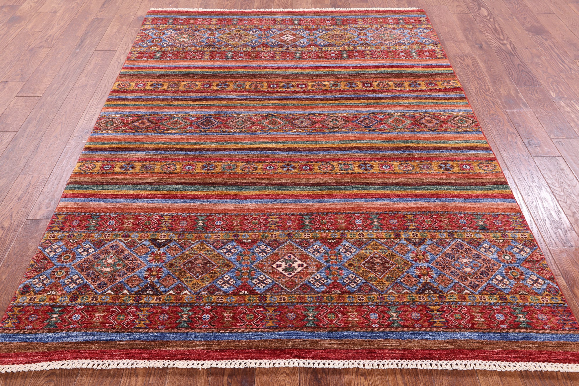 Khorjin Persian Gabbeh Handmade Wool Rug - 5' 11" X 7' 8" - Golden Nile