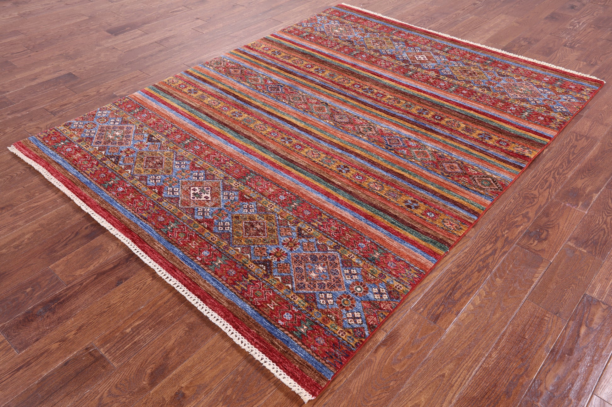 Khorjin Persian Gabbeh Handmade Wool Rug - 5' 11" X 7' 8" - Golden Nile