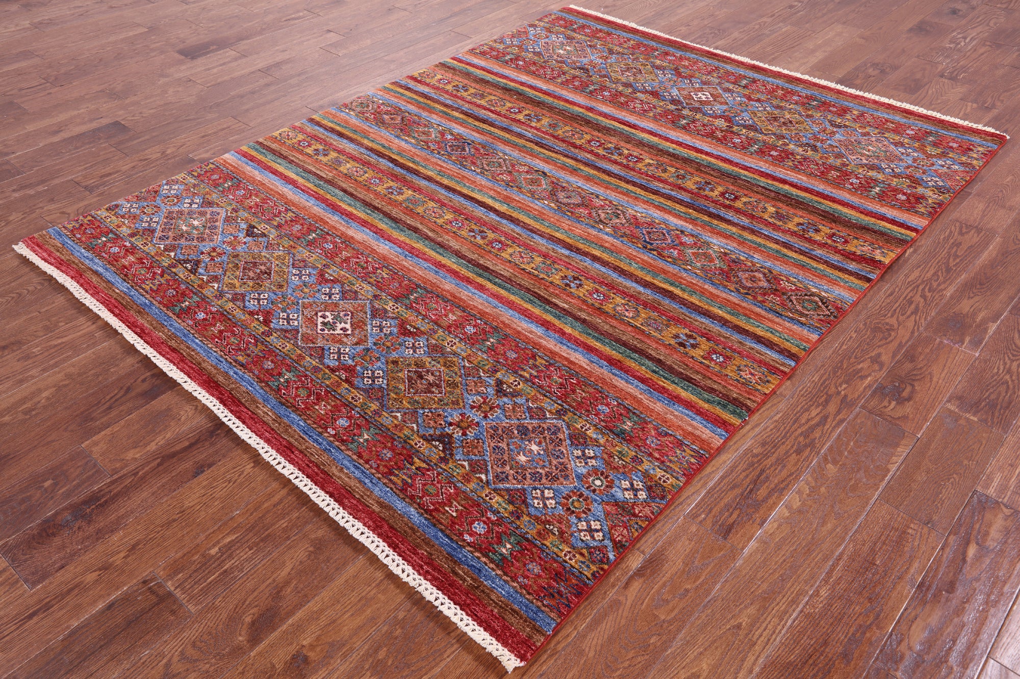 Khorjin Persian Gabbeh Handmade Wool Rug - 5' 11" X 7' 8" - Golden Nile