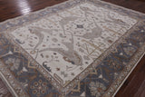 Ivory Turkish Oushak Hand Knotted Wool Area Rug - 9' 1" X 11' 10" - Golden Nile