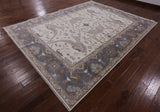 Ivory Turkish Oushak Hand Knotted Wool Area Rug - 9' 1" X 11' 10" - Golden Nile