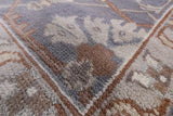 Ivory Turkish Oushak Hand Knotted Wool Area Rug - 9' 1" X 11' 10" - Golden Nile