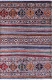 Khorjin Persian Gabbeh Hand Knotted Wool Rug - 5' 6" X 8' 4" - Golden Nile