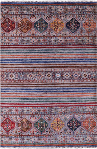Khorjin Persian Gabbeh Hand Knotted Wool Rug - 5' 6" X 8' 4" - Golden Nile