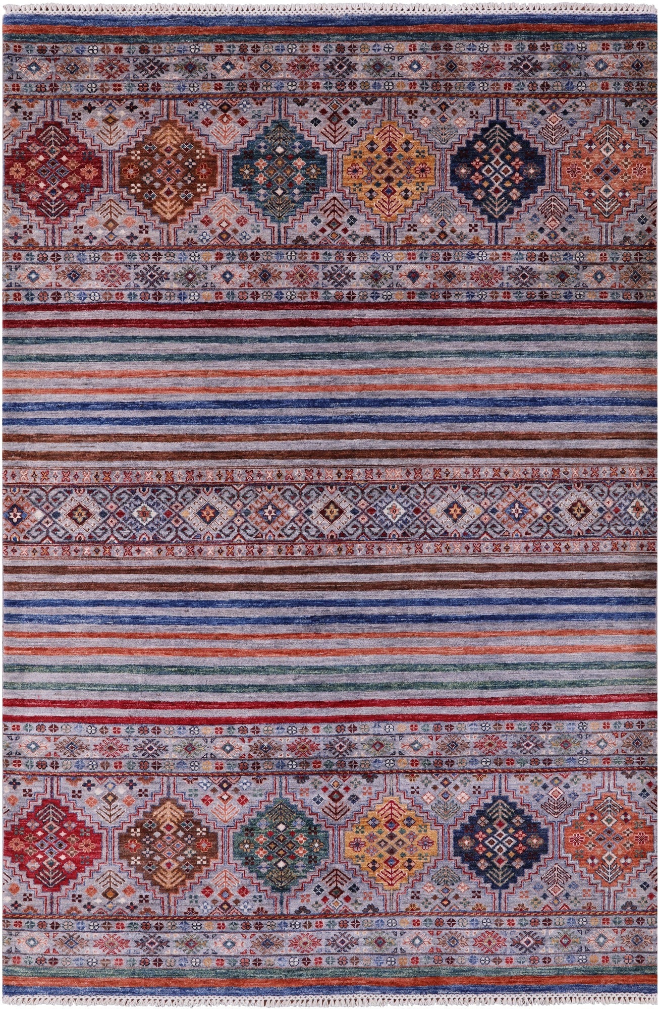 Khorjin Persian Gabbeh Hand Knotted Wool Rug - 5' 6" X 8' 4" - Golden Nile