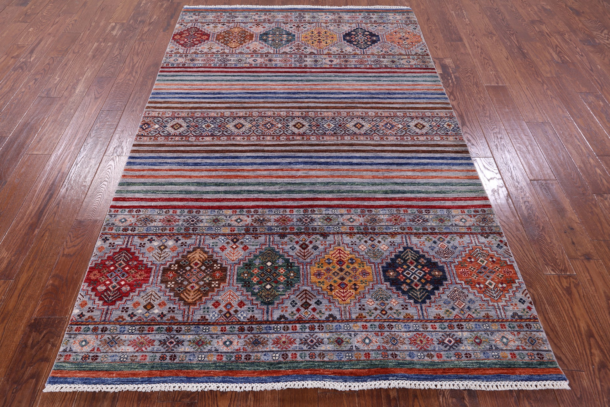 Khorjin Persian Gabbeh Hand Knotted Wool Rug - 5' 6" X 8' 4" - Golden Nile