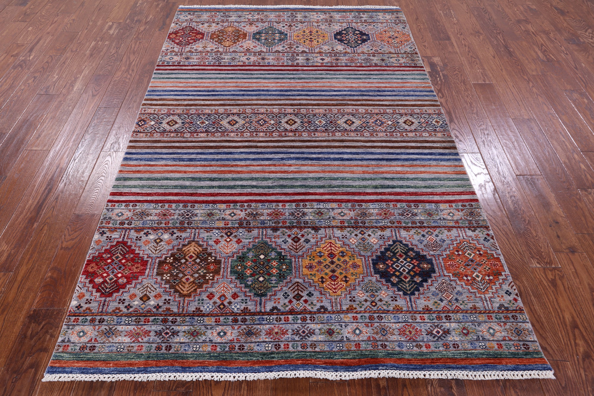 Khorjin Persian Gabbeh Hand Knotted Wool Rug - 5' 6" X 8' 4" - Golden Nile