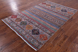 Khorjin Persian Gabbeh Hand Knotted Wool Rug - 5' 6" X 8' 4" - Golden Nile