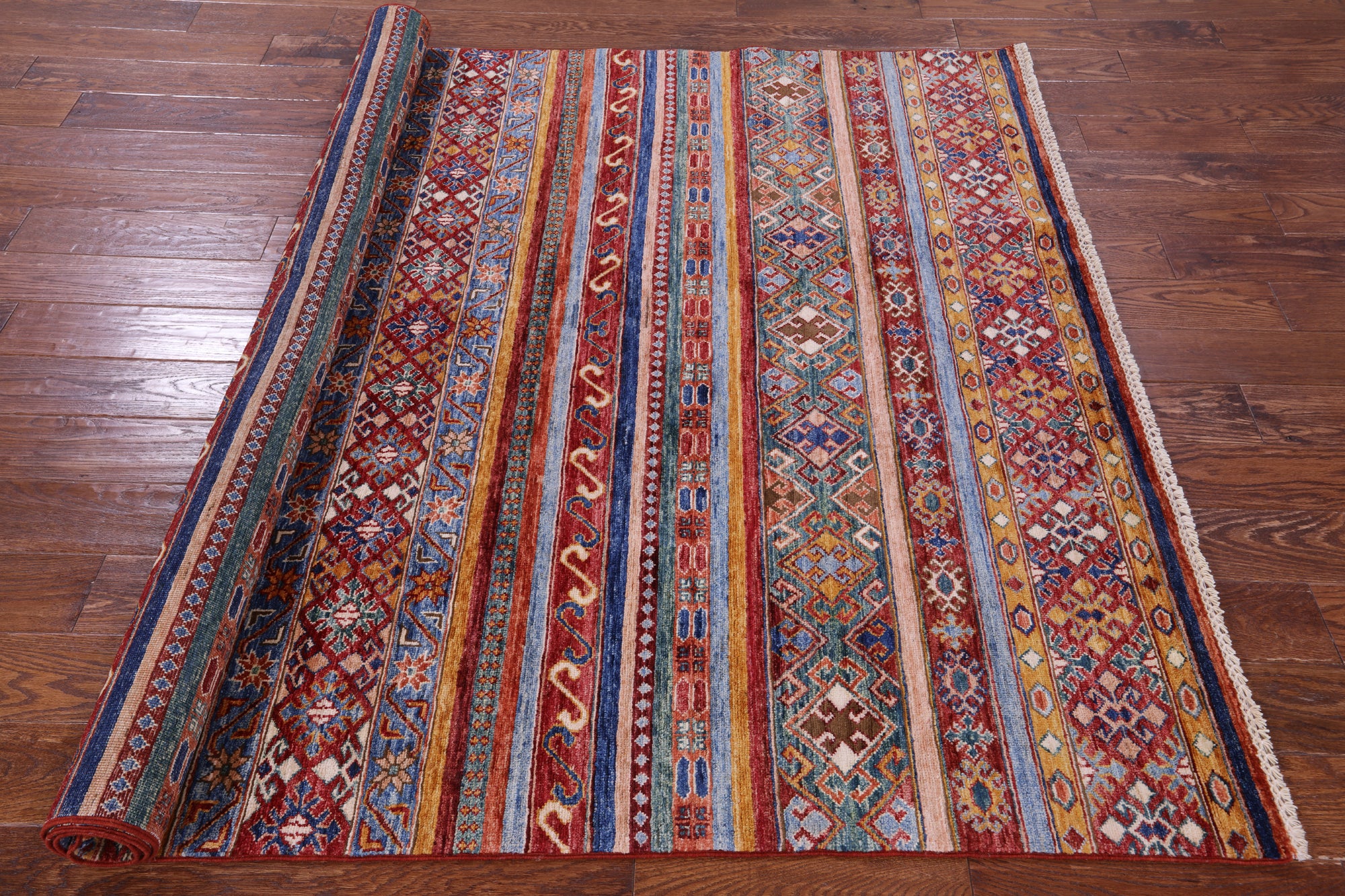Khorjin Persian Gabbeh Hand Knotted Wool Rug - 5' 10" X 7' 9" - Golden Nile
