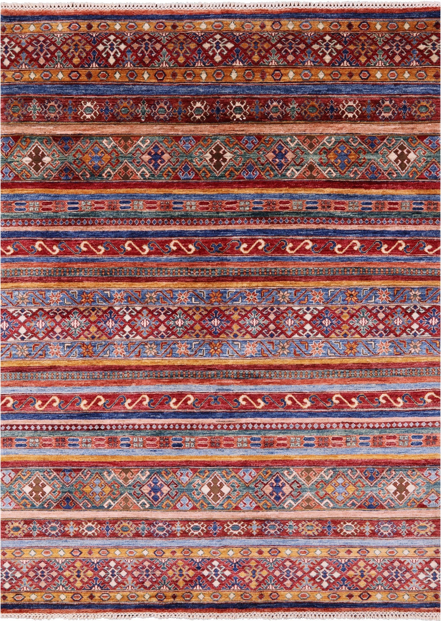 Khorjin Persian Gabbeh Hand Knotted Wool Rug - 5' 10" X 7' 9" - Golden Nile