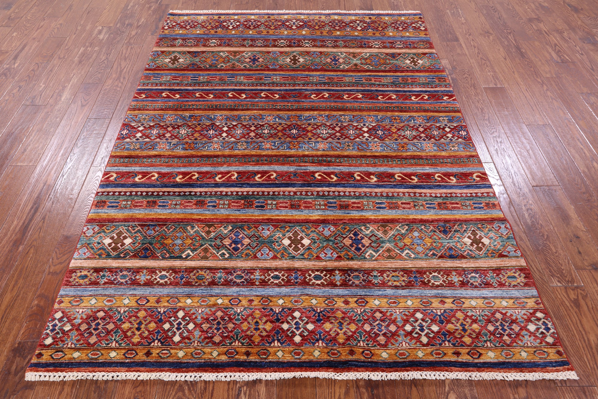 Khorjin Persian Gabbeh Hand Knotted Wool Rug - 5' 10" X 7' 9" - Golden Nile