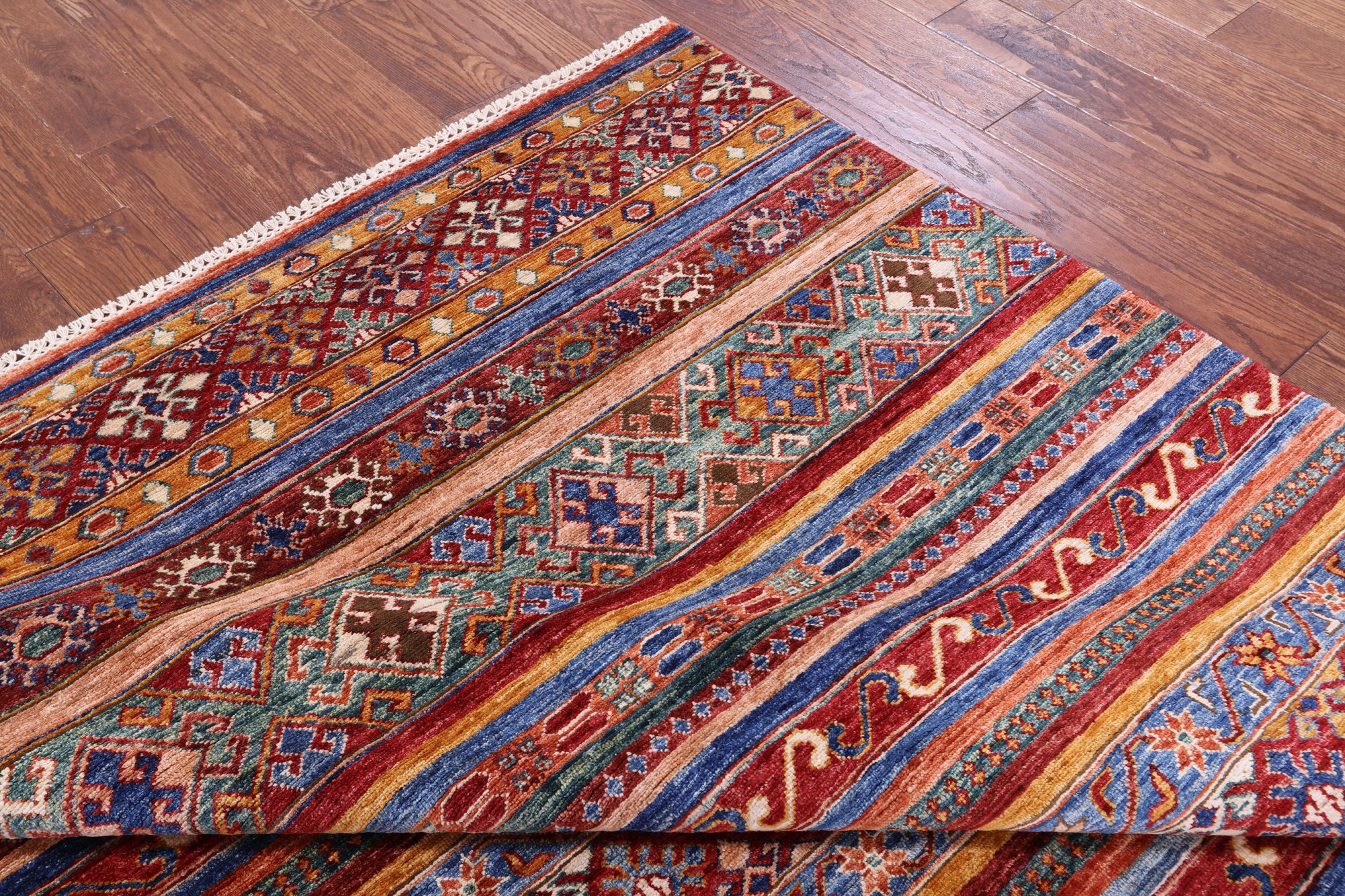 Khorjin Persian Gabbeh Hand Knotted Wool Rug - 5' 10" X 7' 9" - Golden Nile
