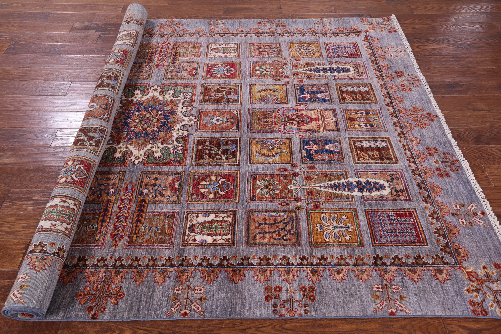 Garden Design Persian Hand Knotted Wool Rug - 6' 7" X 10' 3" - Golden Nile