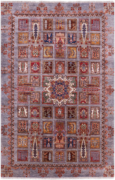 Garden Design Persian Hand Knotted Wool Rug - 6' 7" X 10' 3" - Golden Nile