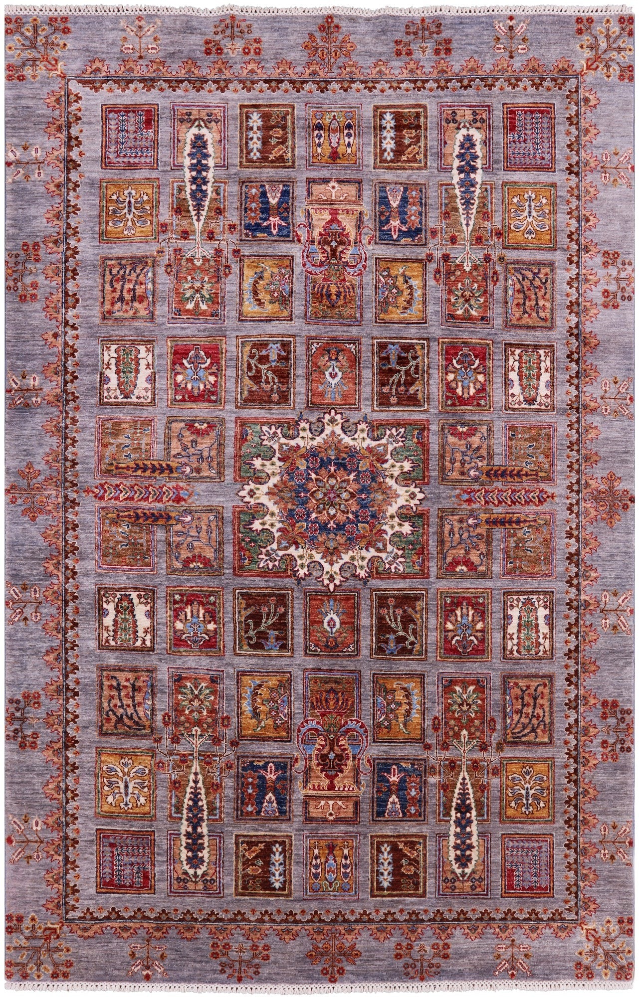 Garden Design Persian Hand Knotted Wool Rug - 6' 7" X 10' 3" - Golden Nile