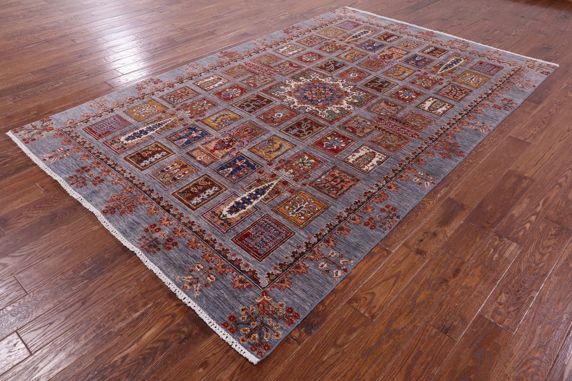 Garden Design Persian Hand Knotted Wool Rug - 6' 7" X 10' 3" - Golden Nile