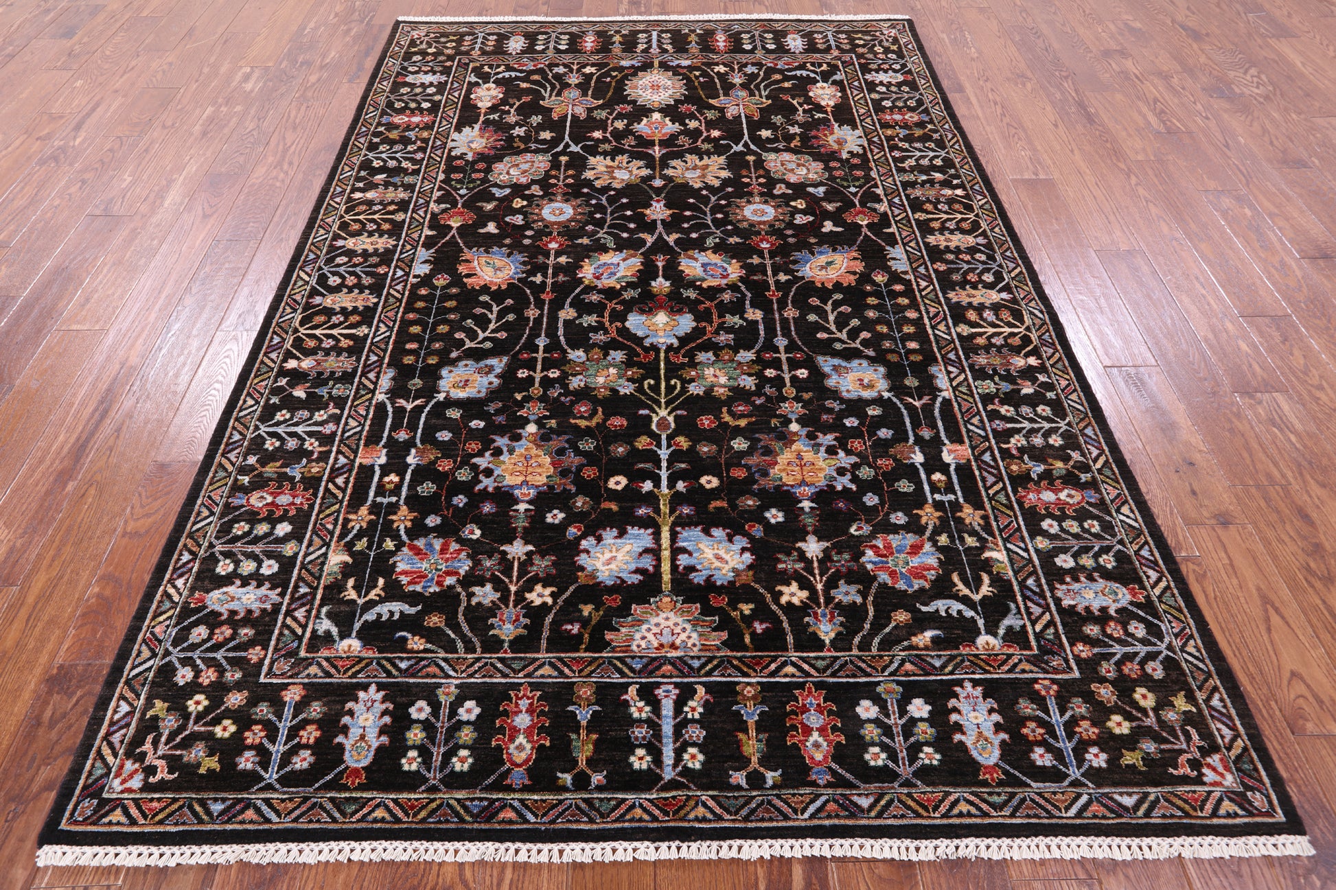 Brown Peshawar Hand Knotted Wool Rug - 6' 2" X 8' 10" - Golden Nile
