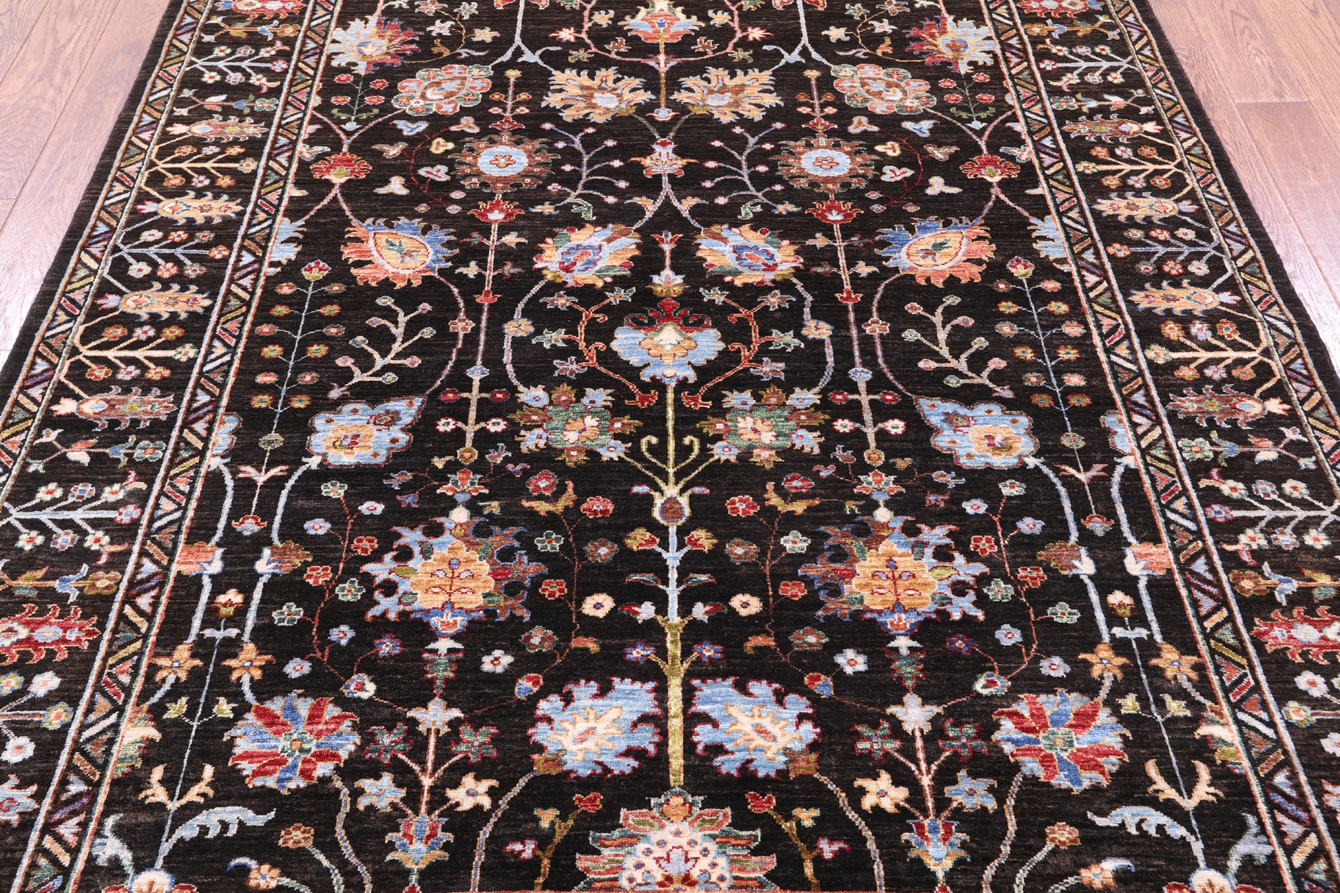 Brown Peshawar Hand Knotted Wool Rug - 6' 2" X 8' 10" - Golden Nile