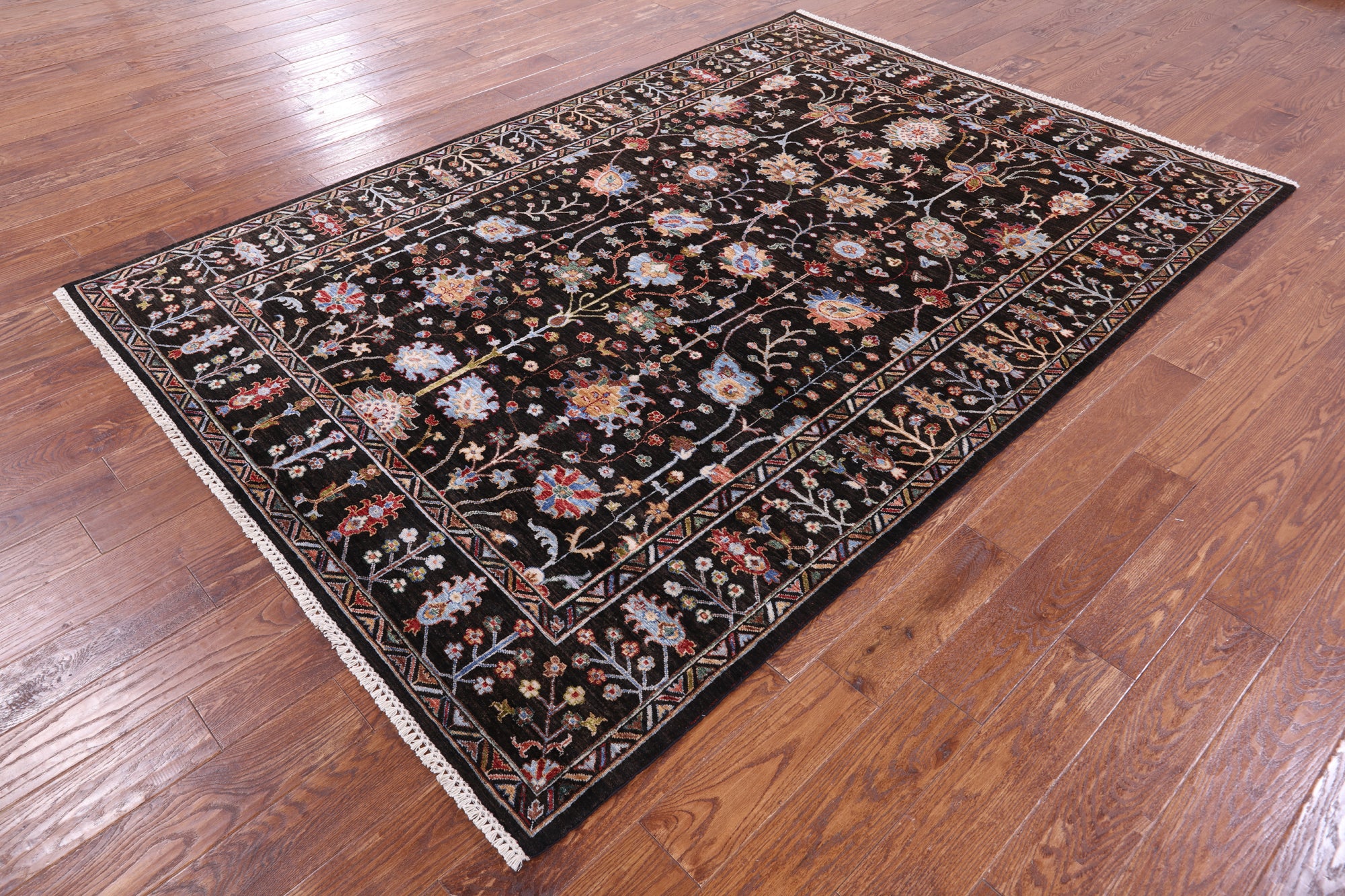 Brown Peshawar Hand Knotted Wool Rug - 6' 2" X 8' 10" - Golden Nile