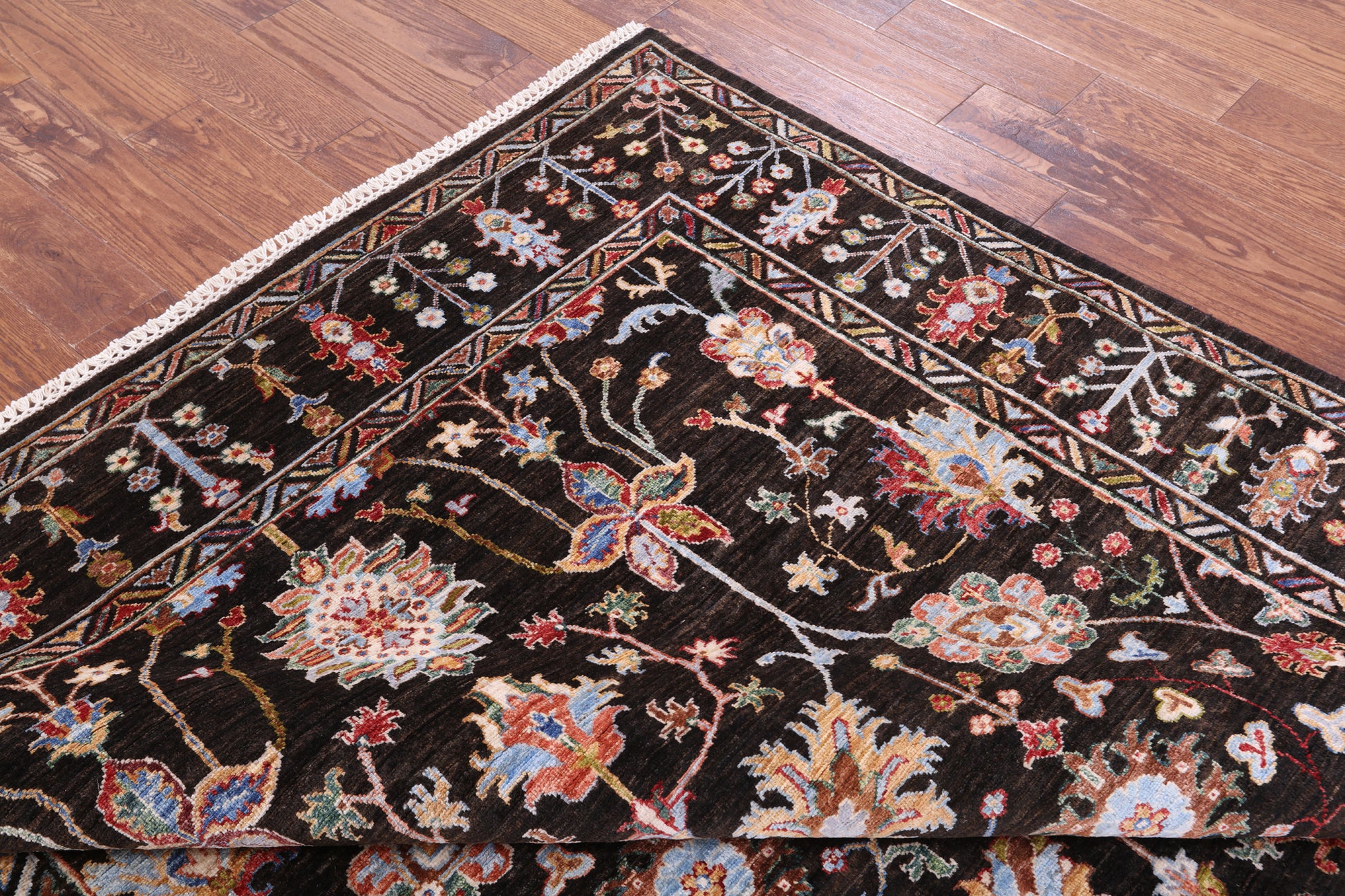 Brown Peshawar Hand Knotted Wool Rug - 6' 2" X 8' 10" - Golden Nile