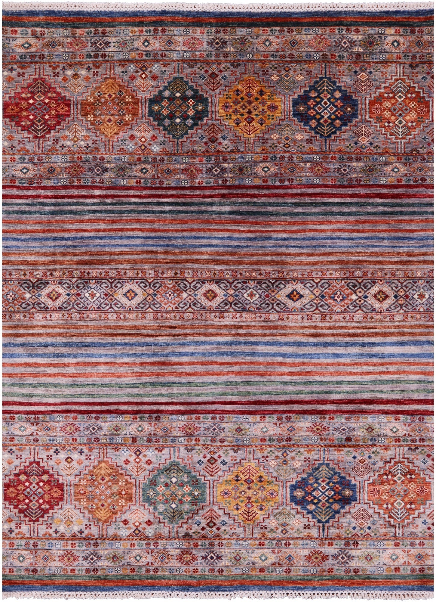 Khorjin Persian Gabbeh Hand Knotted Wool Rug - 5' 10" X 7' 8" - Golden Nile