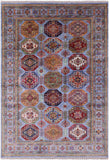 Blue Turkmen Ersari Hand Knotted Wool Rug - 5' 8" X 8' 0" - Golden Nile