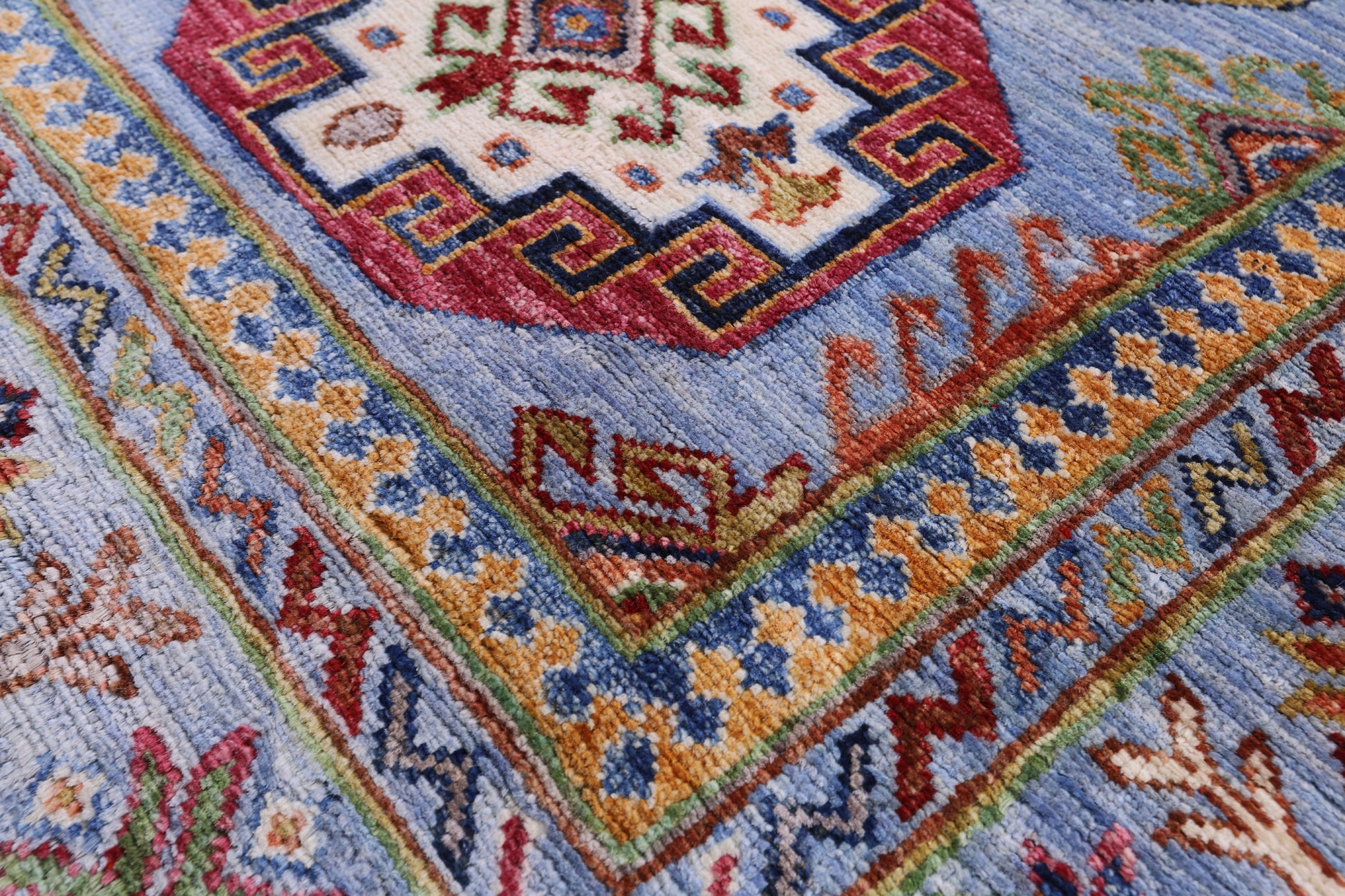 Blue Turkmen Ersari Hand Knotted Wool Rug - 5' 8" X 8' 0" - Golden Nile