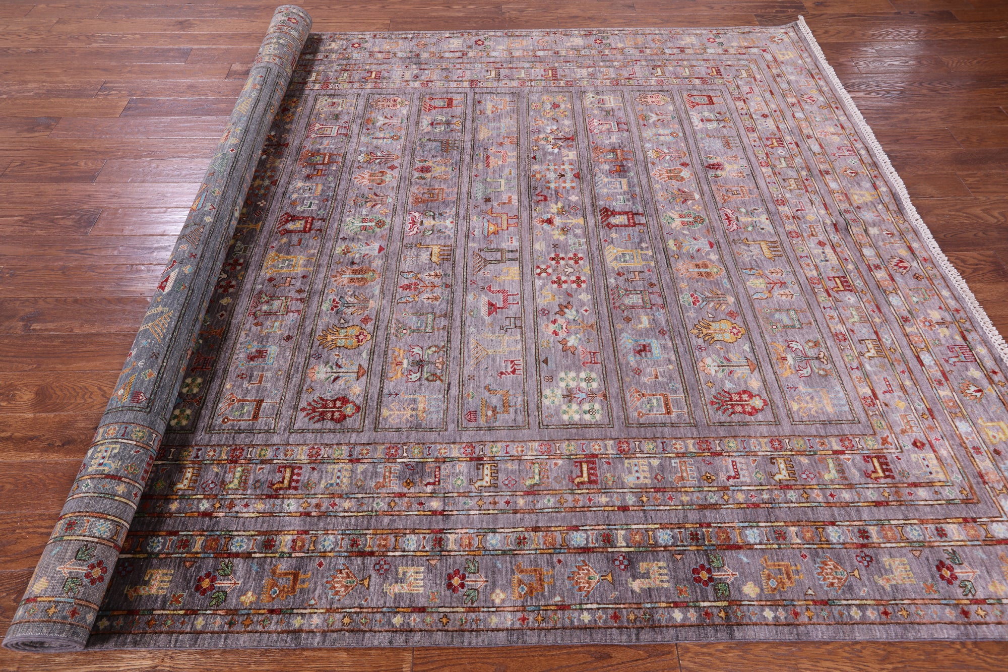 Tribal Persian Gabbeh Handmade Wool Rug - 8' 0" X 11' 4" - Golden Nile